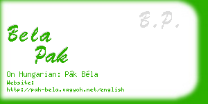 bela pak business card
